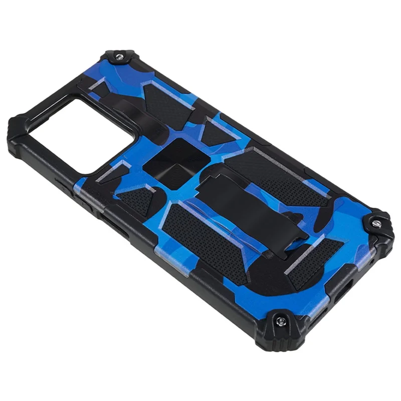 For Xiaomi Redmi Note 12 4G PC+TPU Phone Case Camouflage Kickstand Cell Phone Cover - Blue