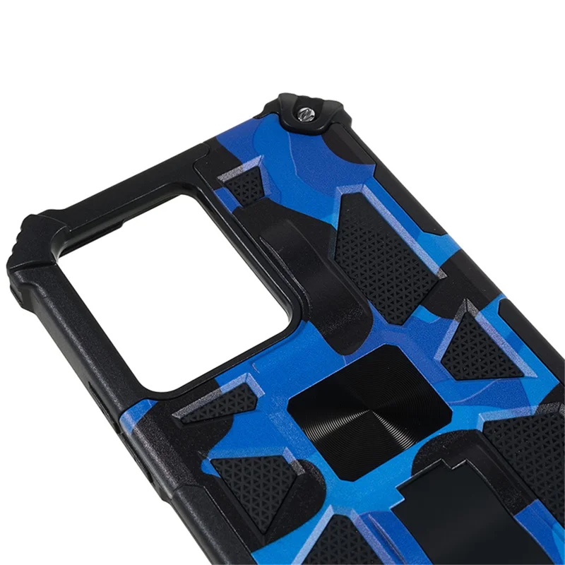 For Xiaomi Redmi Note 12 4G PC+TPU Phone Case Camouflage Kickstand Cell Phone Cover - Blue