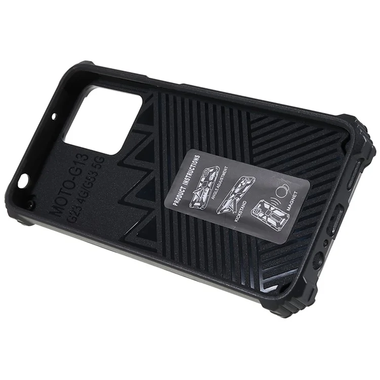 Funda para teléfono Motorola Moto G13 4G / G23 4G / G53 5G, Funda de teléfono con placa metálica y soporte, Camuflaje PC+TPU - Verde Claro