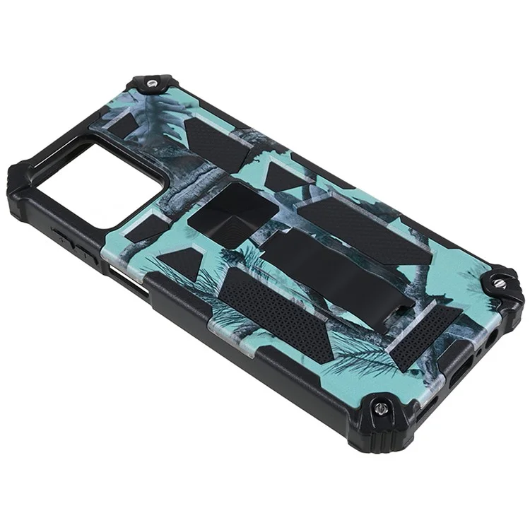 Funda para teléfono Motorola Moto G13 4G / G23 4G / G53 5G, Funda de teléfono con placa metálica y soporte, Camuflaje PC+TPU - Verde Claro