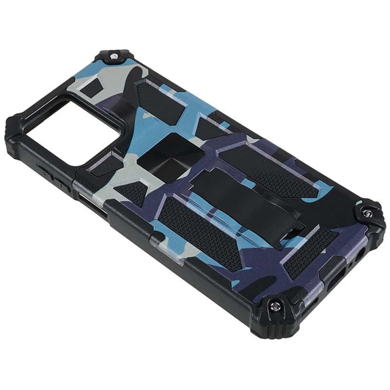 For Motorola Moto G13 4G / G23 4G / G53 5G Phone Case Camouflage PC+TPU Cell Phone Cover with Kickstand - Navy Blue