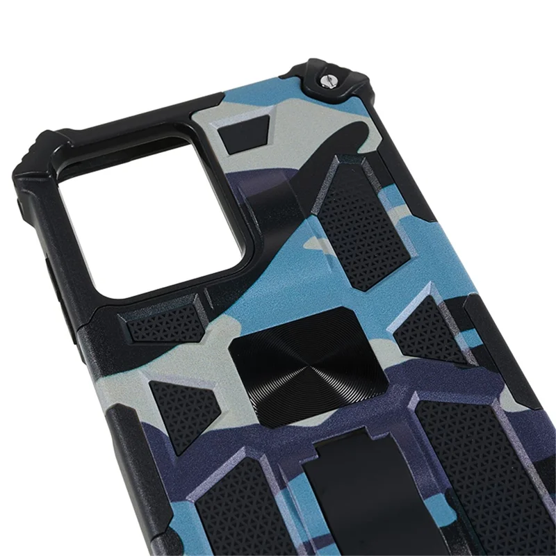 For Motorola Moto G13 4G / G23 4G / G53 5G Phone Case Camouflage PC+TPU Cell Phone Cover with Kickstand - Navy Blue