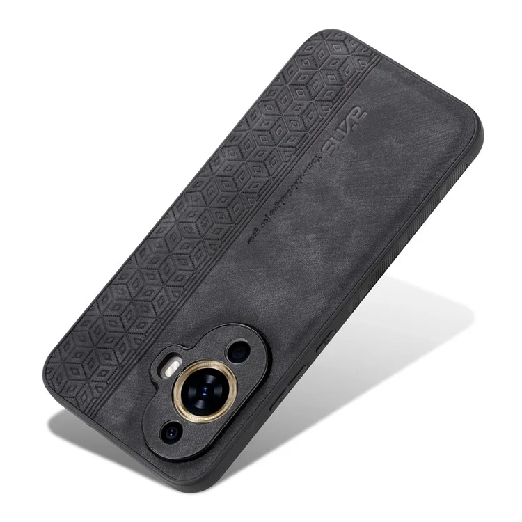 AZNS Para Huawei nova 11 Pro / nova 11 Ultra Capa Telefone Impressa Capa de Telefone em Couro PU+TPU - Preto