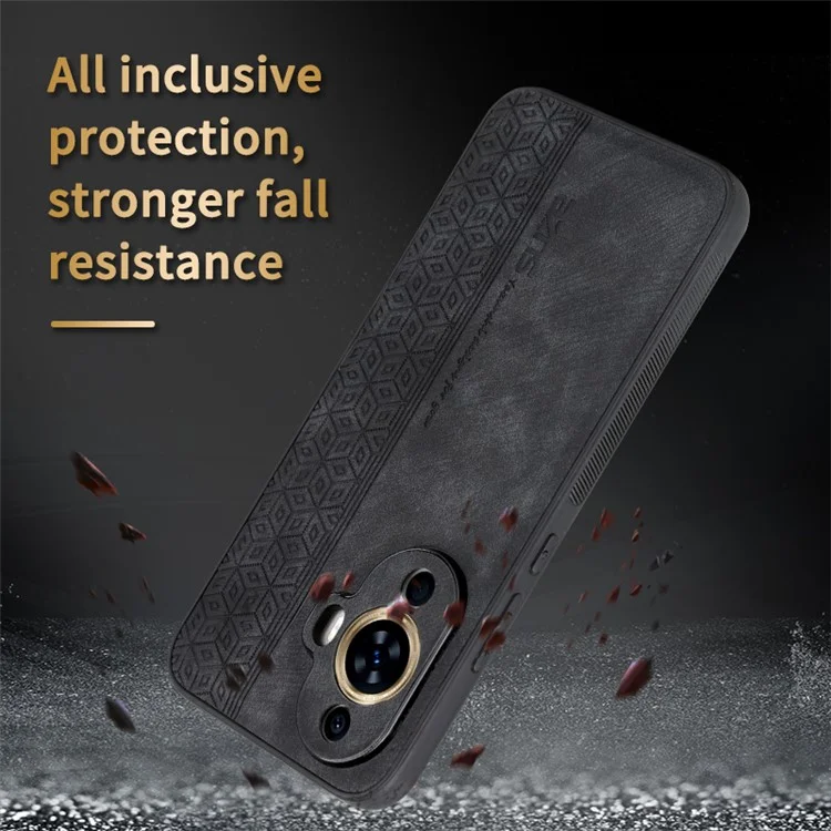 AZNS Para Huawei nova 11 Pro / nova 11 Ultra Capa Telefone Impressa Capa de Telefone em Couro PU+TPU - Preto