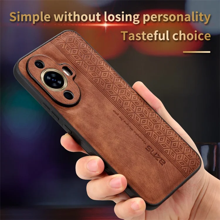 AZNS Para Huawei nova 11 Pro / nova 11 Ultra Capa Telefone Impressa Capa de Telefone em Couro PU+TPU - Preto
