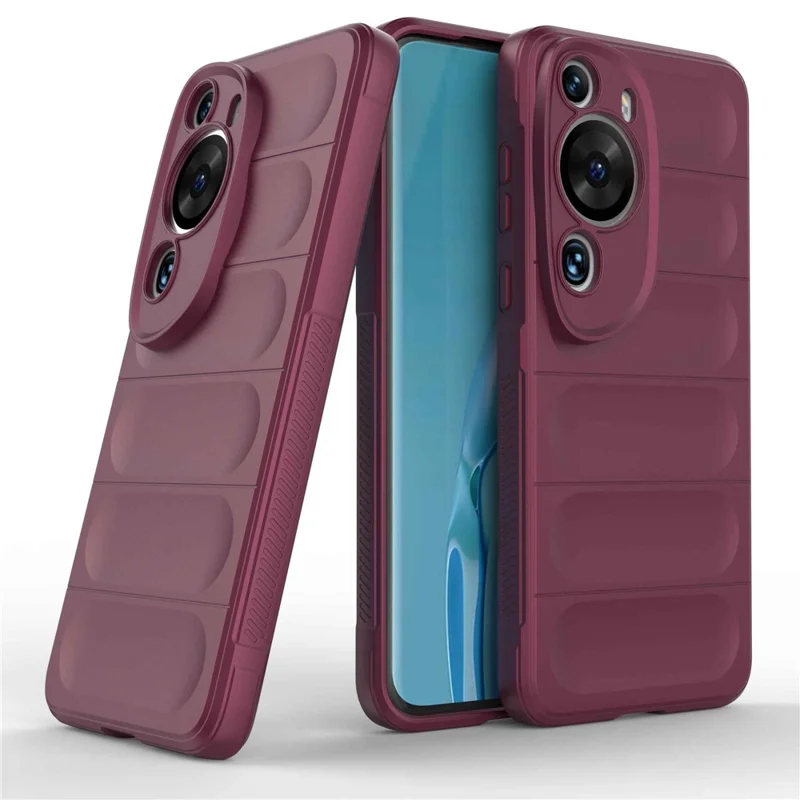 Per Huawei P60 Art Shock-Absorbed Phone Shell Soft TPU Cell Phone Case Dustproof Protective Cover - Wine Red