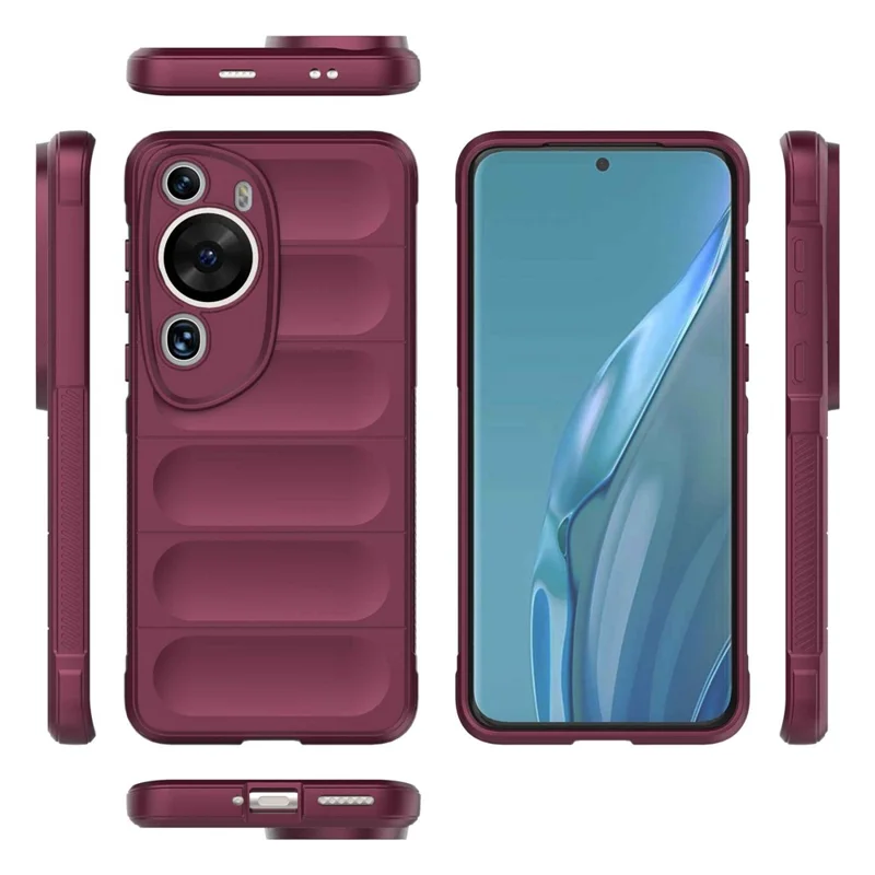Per Huawei P60 Art Shock-Absorbed Phone Shell Soft TPU Cell Phone Case Dustproof Protective Cover - Wine Red