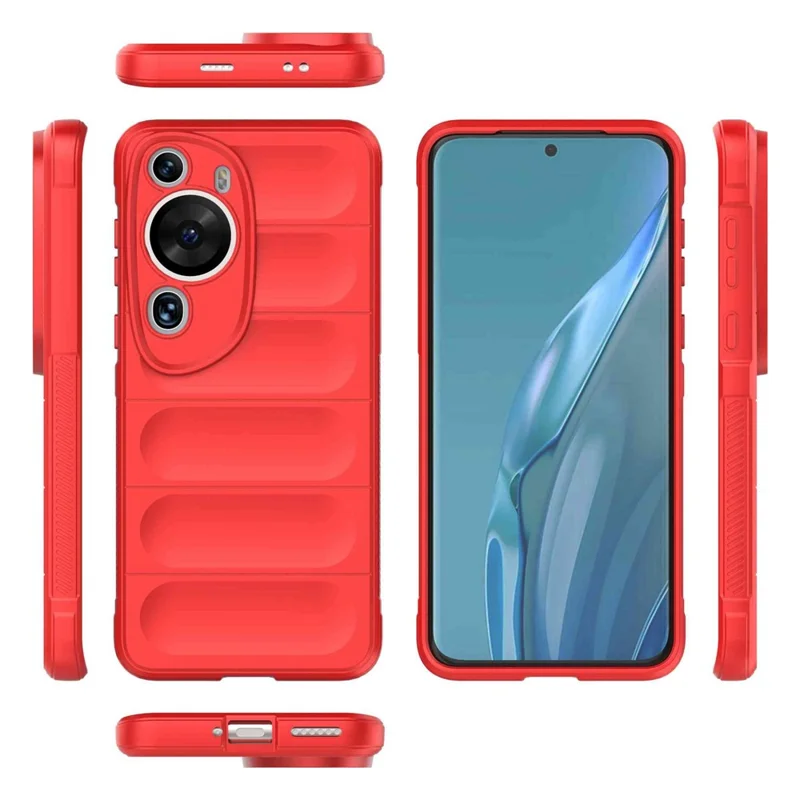For Huawei P60 Art Shock-Absorbed Phone Shell Soft TPU Cell Phone Case Dustproof Protective Cover - Red