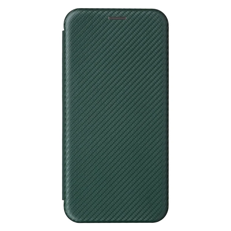 Carbon Fiber Texture Shell for Nokia C12 4G / C12 Pro / C12 Plus PU Leather Phone Case Stand Card Slot Cover - Green