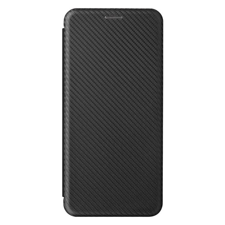 Für Oukitel C32 PU Leder Flip Case mit Kartenfach Carbon Fiber Textur Ständer Magnetische Handyhülle - Schwarz