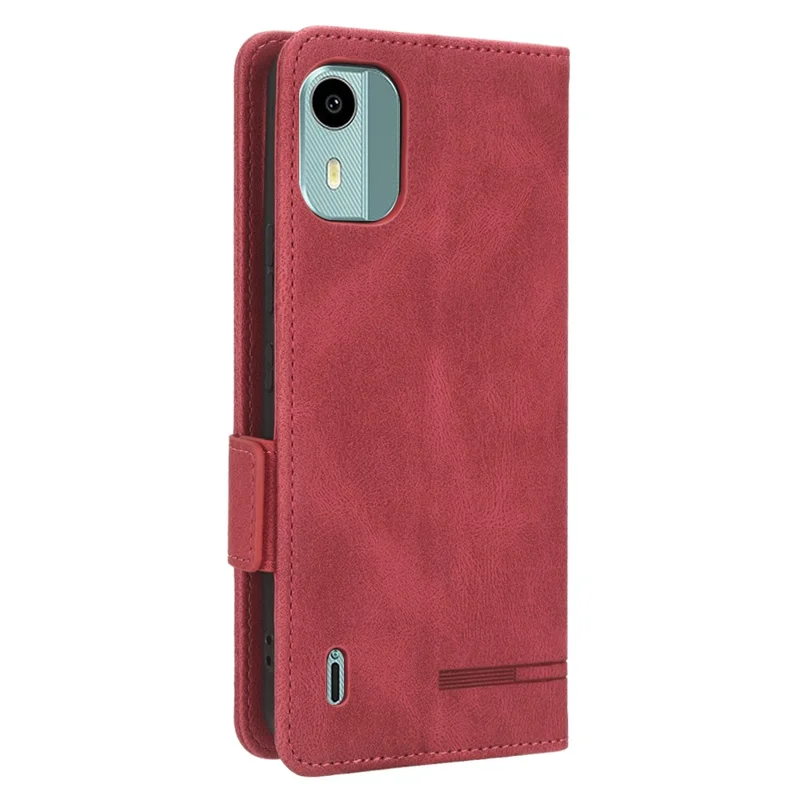 Pour Nokia C12 4G / C12 Pro / C12 Plus Étui portefeuille en cuir PU Décoration matérielle Couvercle de support - Rose