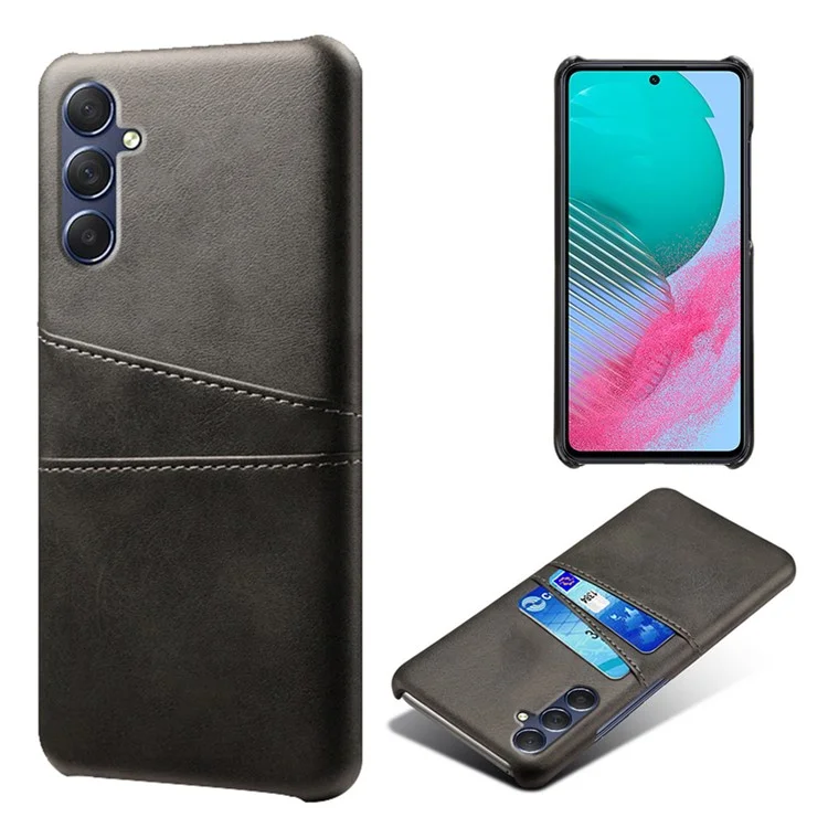 For Samsung Galaxy A24 4G (162.1 x 77.6 x 8.3mm) Dual Card Slots PU Leather Coated PC Case Anti-scratch Phone Cover - Black
