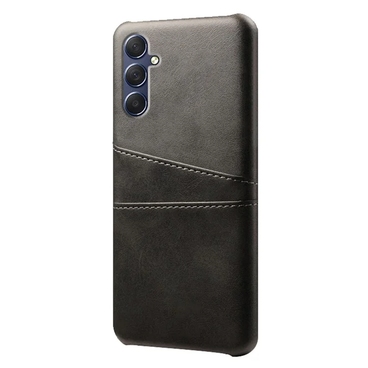 For Samsung Galaxy A24 4G (162.1 x 77.6 x 8.3mm) Dual Card Slots PU Leather Coated PC Case Anti-scratch Phone Cover - Black