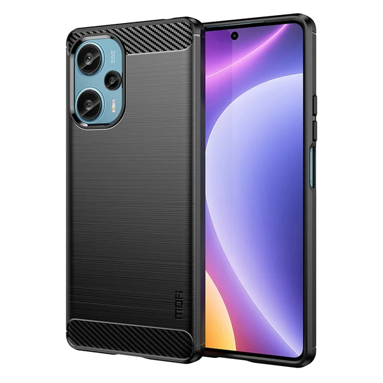 MOFI JK TPU Series-1 TPU-Hülle für Xiaomi Redmi Note 12 Turbo / Poco F5 5G Brushed Carbon Fiber Phone Cover - Schwarz