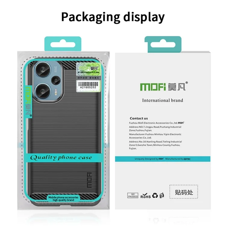MOFI JK TPU Series-1 TPU-Hülle für Xiaomi Redmi Note 12 Turbo / Poco F5 5G Brushed Carbon Fiber Phone Cover - Schwarz
