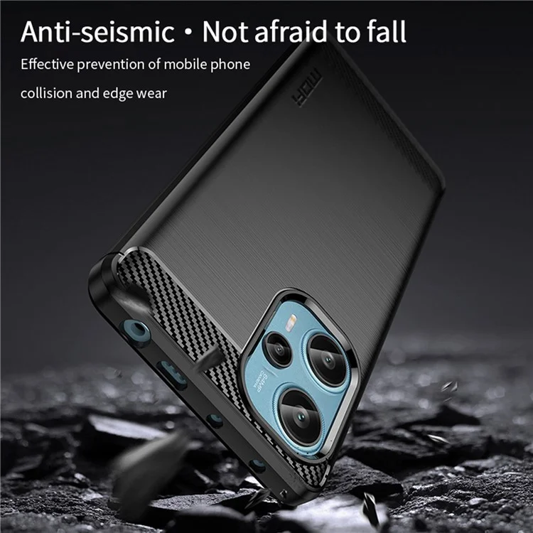 MOFI JK TPU Series-1 TPU-Hülle für Xiaomi Redmi Note 12 Turbo / Poco F5 5G Brushed Carbon Fiber Phone Cover - Schwarz