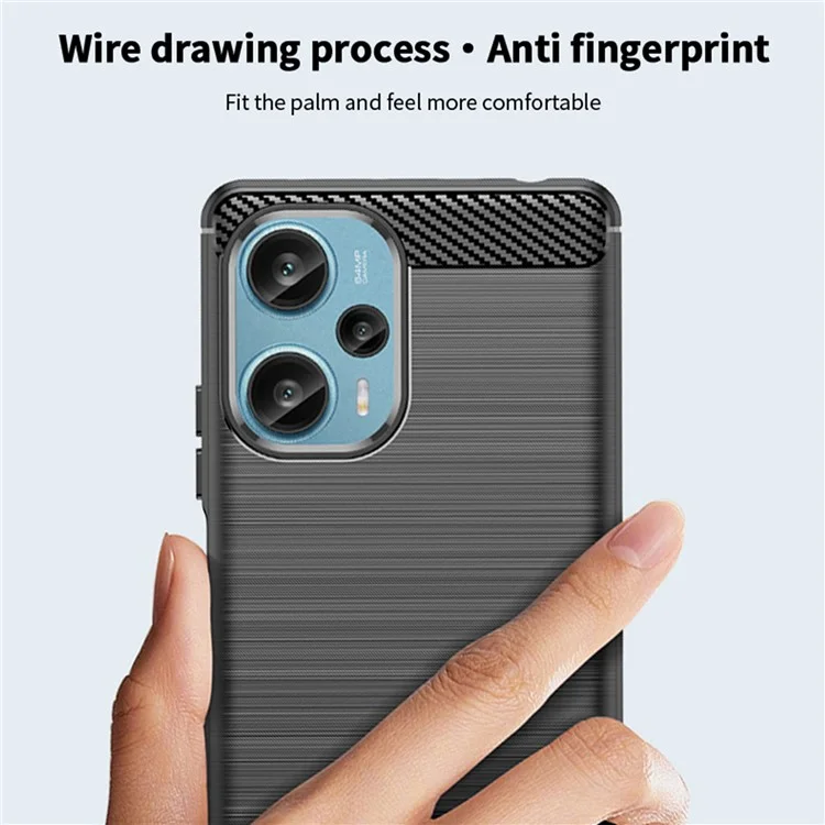 MOFI JK TPU Series-1 TPU-Hülle für Xiaomi Redmi Note 12 Turbo / Poco F5 5G Brushed Carbon Fiber Phone Cover - Schwarz