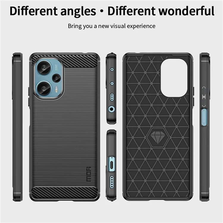 MOFI JK TPU Series-1 TPU-Hülle für Xiaomi Redmi Note 12 Turbo / Poco F5 5G Brushed Carbon Fiber Phone Cover - Schwarz