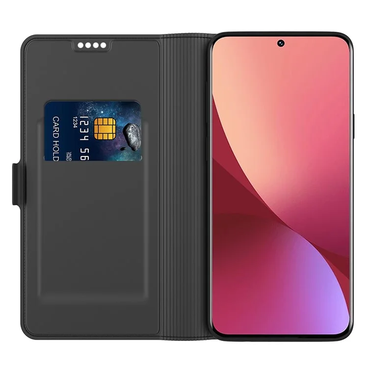 Funda de teléfono con ranura para tarjetas para Xiaomi Redmi Note 12S 4G, de piel de PU + soporte de TPU, funda de teléfono - Negro