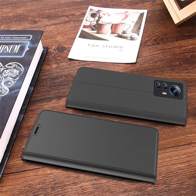 Funda de teléfono con ranura para tarjetas para Xiaomi Redmi Note 12S 4G, de piel de PU + soporte de TPU, funda de teléfono - Negro