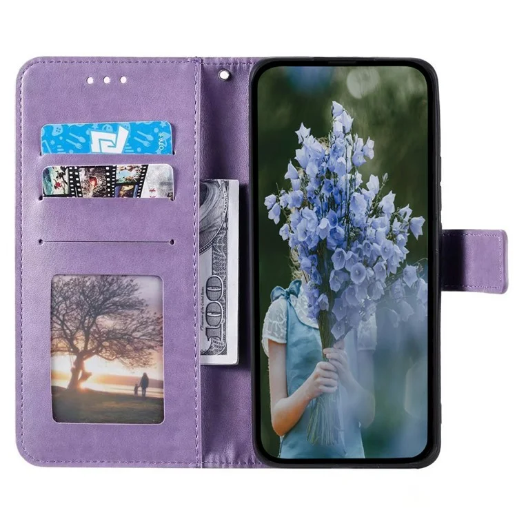 Para Samsung Galaxy M54 5G / F54 5G Anti-Scratch PU Leather Wallet Phone Case Mandala Flower Pattern Stand Cover - Roxo