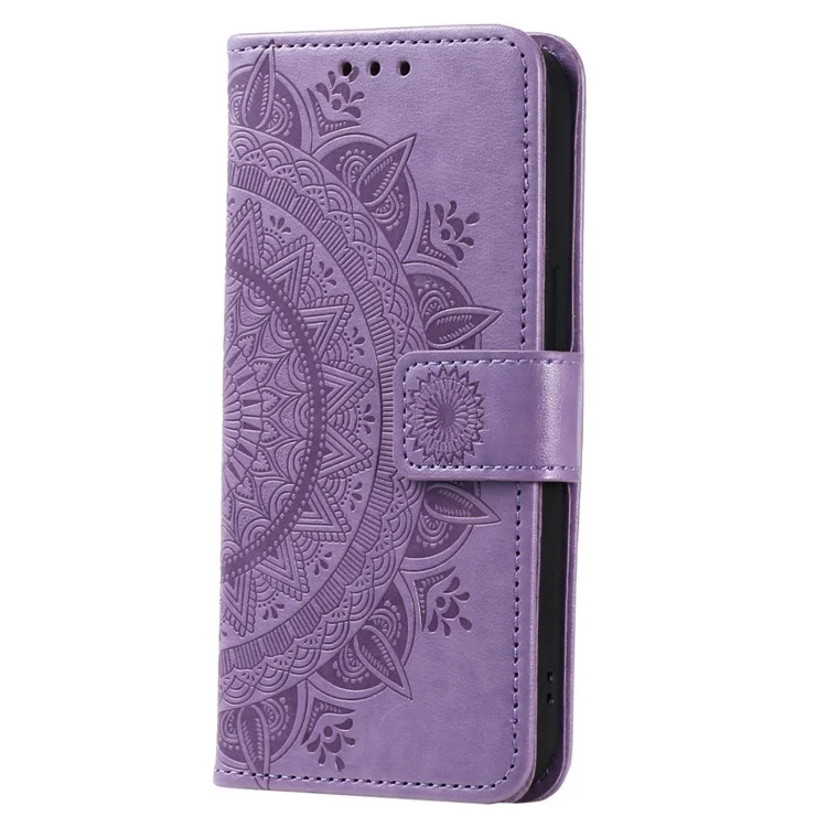 Para Samsung Galaxy M54 5G / F54 5G Anti-Scratch PU Leather Wallet Phone Case Mandala Flower Pattern Stand Cover - Roxo