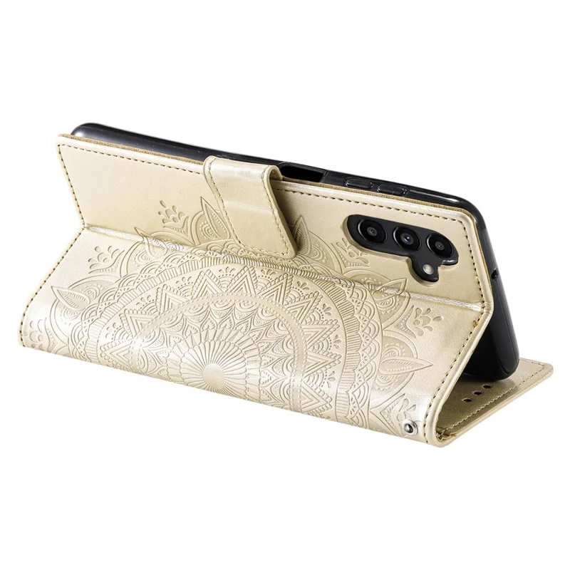 Per Samsung Galaxy M54 5G / F54 5G Anti-Scratch PU Leather Wallet Phone Case Mandala Flower Pattern Stand Cover - Oro