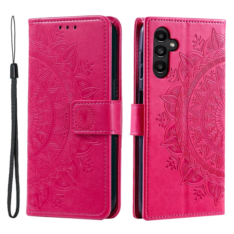 Pour Samsung Galaxy M54 5G / F54 5G Anti-Scratch PU Leather Wallet Phone Case Mandala Flower Pattern Stand Cover - Rose