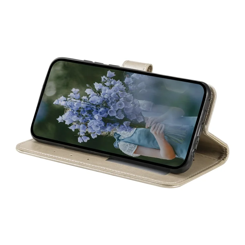 For Xiaomi Redmi Note 12S 4G PU Leather Wallet Phone Case Mandala Flower Imprint Anti-drop Stand Cover - Gold