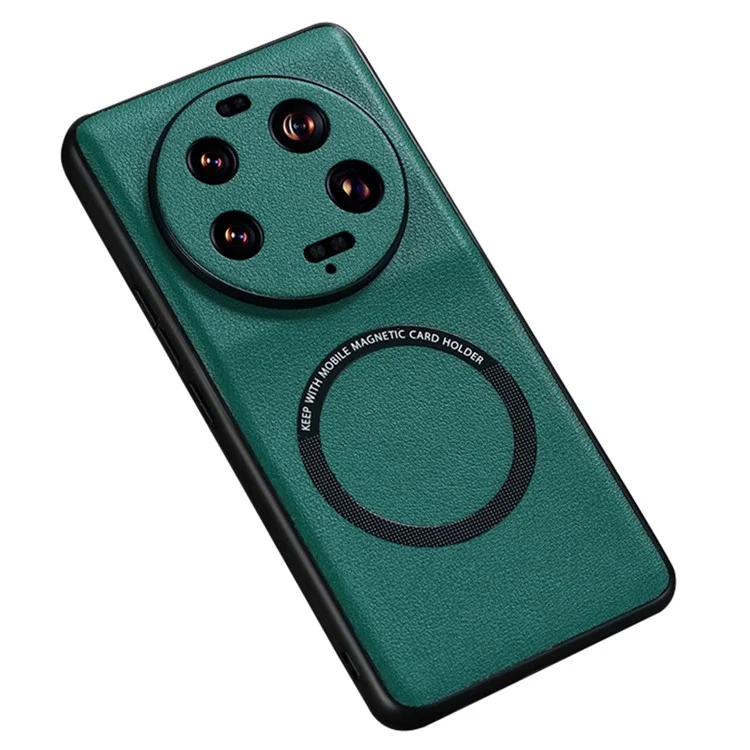 Para Xiaomi 13 Ultra Funda Magnética Compatible con MagSafe Recubierta de Piel de PU Cubierta de Teléfono de PC+TPU - Verde