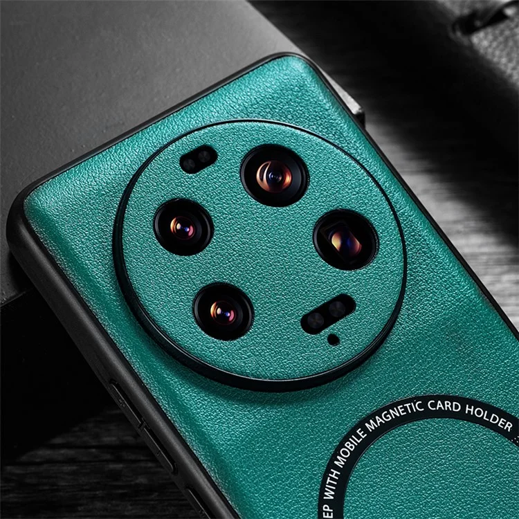 Para Xiaomi 13 Ultra Funda Magnética Compatible con MagSafe Recubierta de Piel de PU Cubierta de Teléfono de PC+TPU - Verde