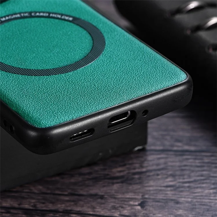 Para Xiaomi 13 Ultra Funda Magnética Compatible con MagSafe Recubierta de Piel de PU Cubierta de Teléfono de PC+TPU - Verde