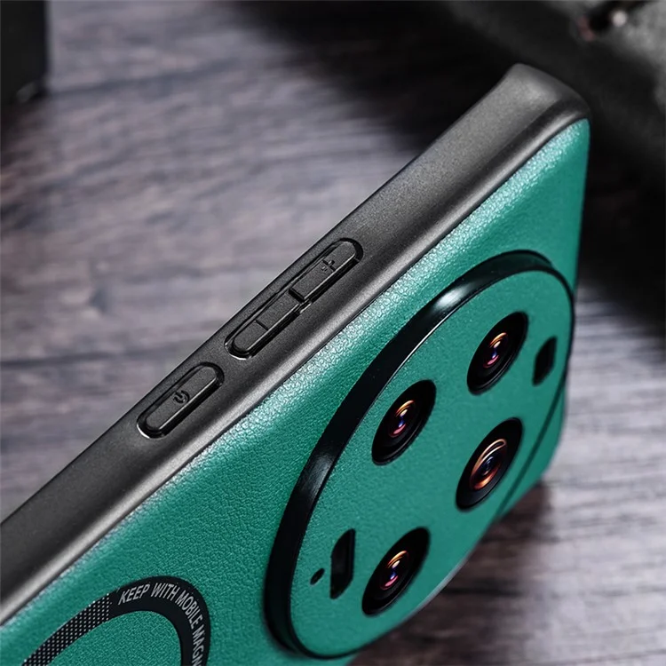 Para Xiaomi 13 Ultra Funda Magnética Compatible con MagSafe Recubierta de Piel de PU Cubierta de Teléfono de PC+TPU - Verde