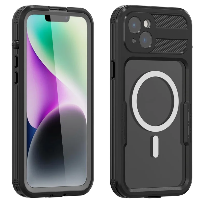 SHELLBOX Magnetic Phone Case for iPhone 14 Plus IP68 Waterproof PC+TPU Clear Cover Compatible with MagSafe