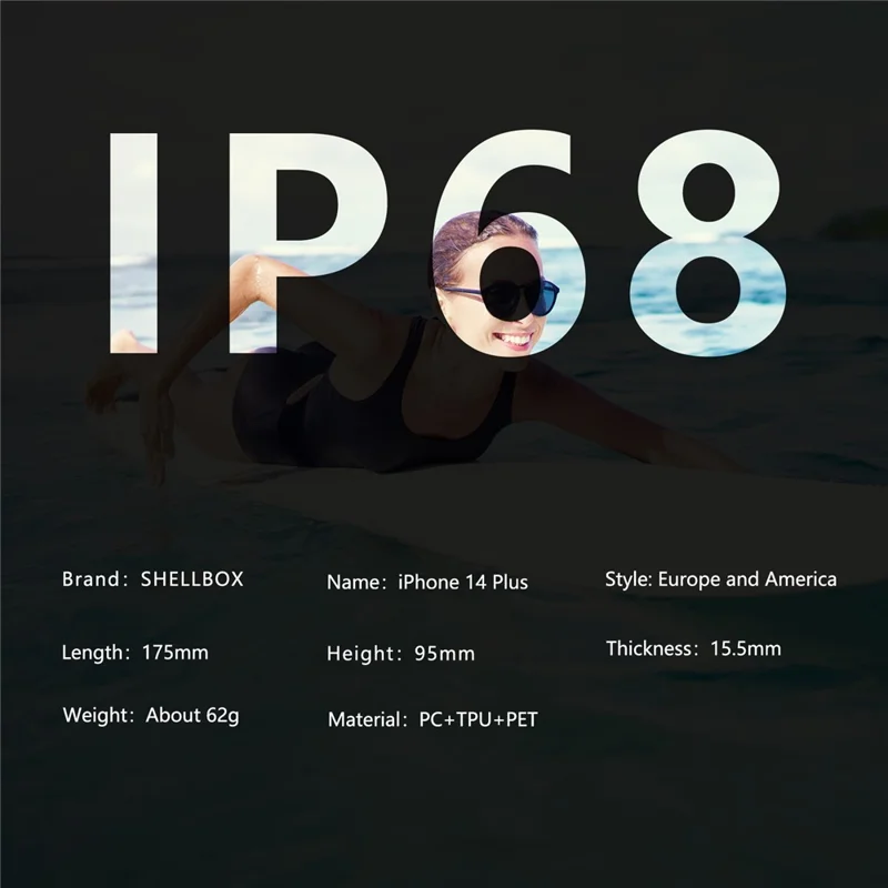 SHELLBOX Magnetic Phone Case for iPhone 14 Plus IP68 Waterproof PC+TPU Clear Cover Compatible with MagSafe