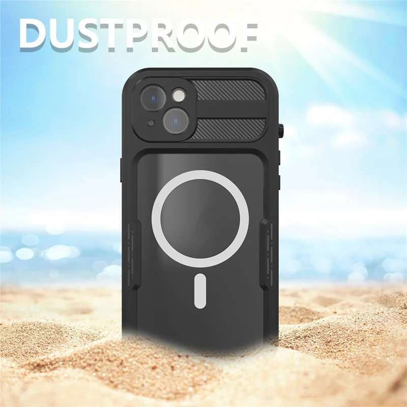 SHELLBOX Magnetic Phone Case for iPhone 14 Plus IP68 Waterproof PC+TPU Clear Cover Compatible with MagSafe