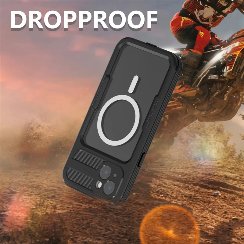 SHELLBOX Magnetic Phone Case for iPhone 14 Plus IP68 Waterproof PC+TPU Clear Cover Compatible with MagSafe