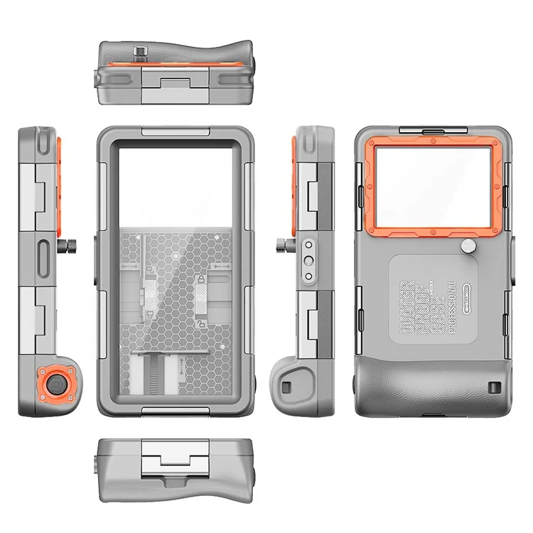 SHELLBOX 15M Custodia subacquea IPX8 impermeabile per iPhone Serie 14 / Serie 13 / Serie 12 Guscio per telefono full body II con corda anti-perdita