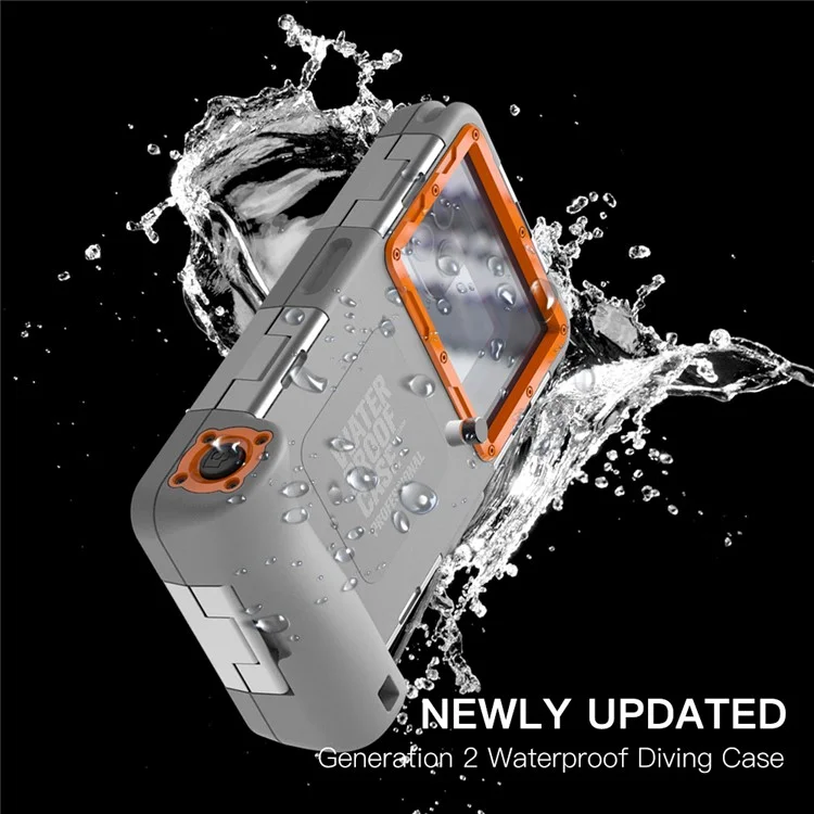 SHELLBOX 15M Custodia subacquea IPX8 impermeabile per iPhone Serie 14 / Serie 13 / Serie 12 Guscio per telefono full body II con corda anti-perdita