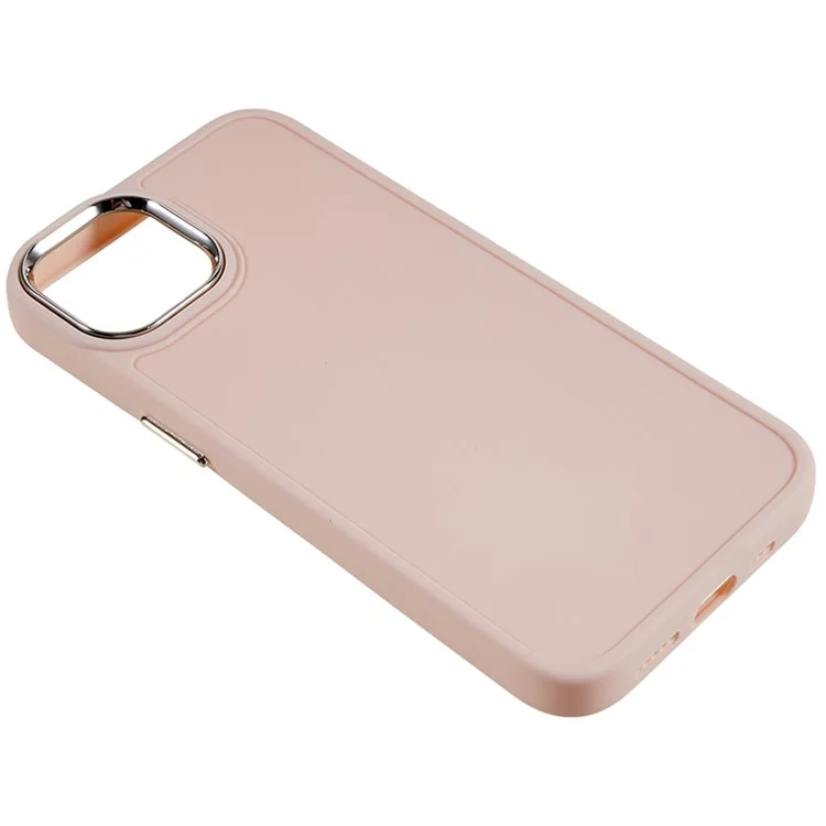 Soft TPU Case for iPhone 14 , Anti-drop Phone Cover with Metal Lens Frame Metal Button Cover - Pink