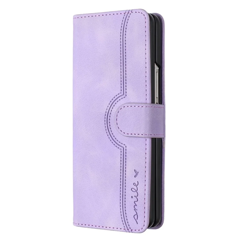 YX003 For Samsung Galaxy Z Fold4 5G PU Leather Wallet Folding Phone Case Imprinted Shockproof Cover - Light Purple