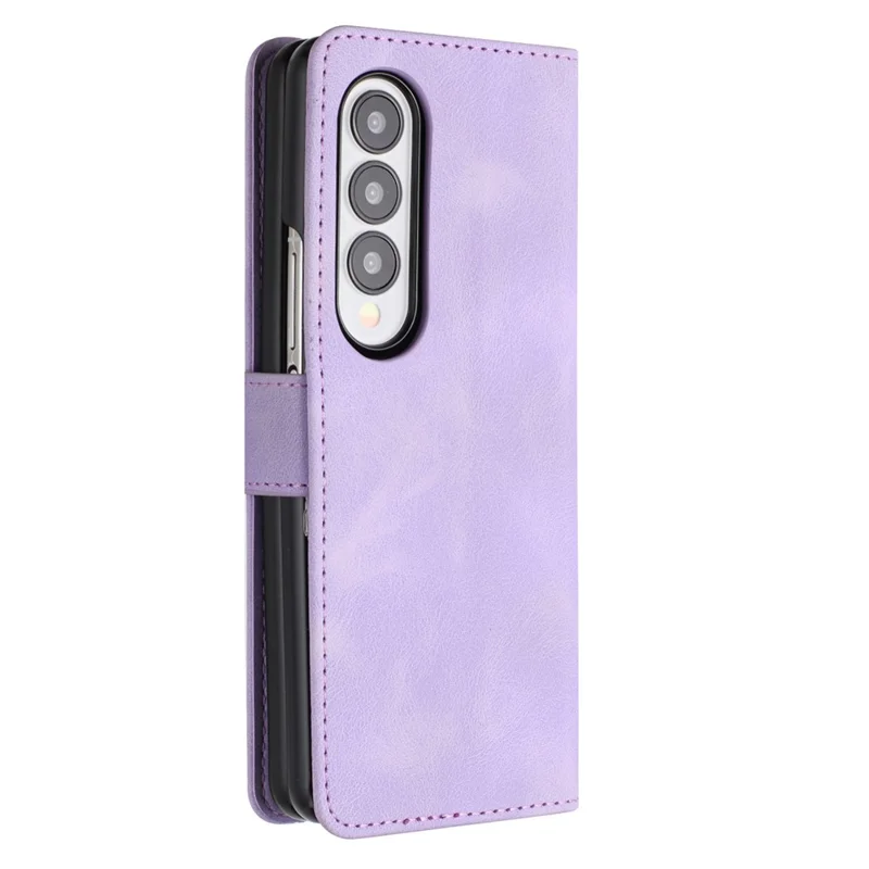 YX003 For Samsung Galaxy Z Fold4 5G PU Leather Wallet Folding Phone Case Imprinted Shockproof Cover - Light Purple