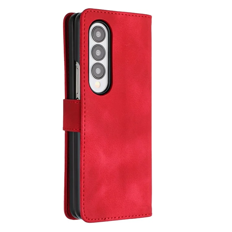 YX003 For Samsung Galaxy Z Fold4 5G PU Leather Wallet Folding Phone Case Imprinted Shockproof Cover - Red