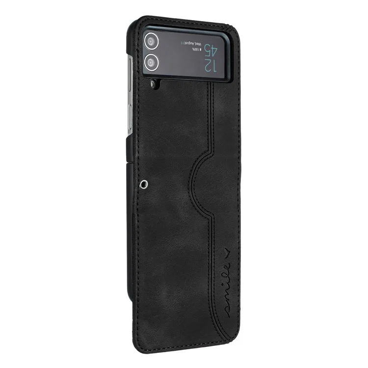 Étui Pliable pour Téléphone Samsung Galaxy Z Flip3 5G YX0030, Étui Slim en Cuir PU à Motif Imprimé - Noir