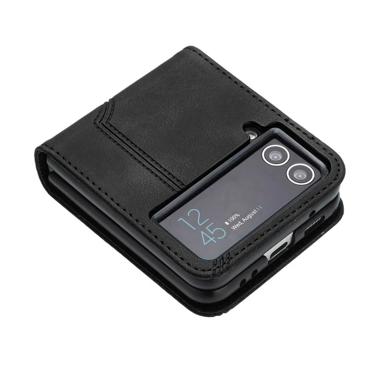 Étui Pliable pour Téléphone Samsung Galaxy Z Flip3 5G YX0030, Étui Slim en Cuir PU à Motif Imprimé - Noir