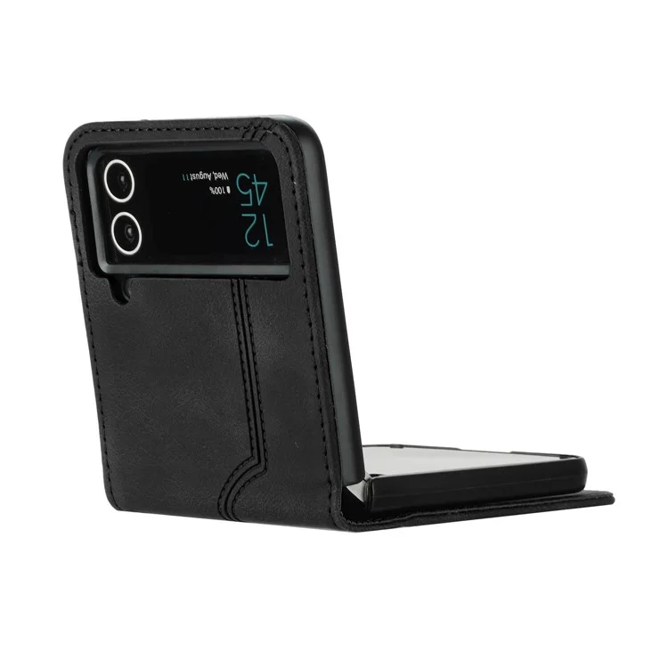 Étui Pliable pour Téléphone Samsung Galaxy Z Flip3 5G YX0030, Étui Slim en Cuir PU à Motif Imprimé - Noir