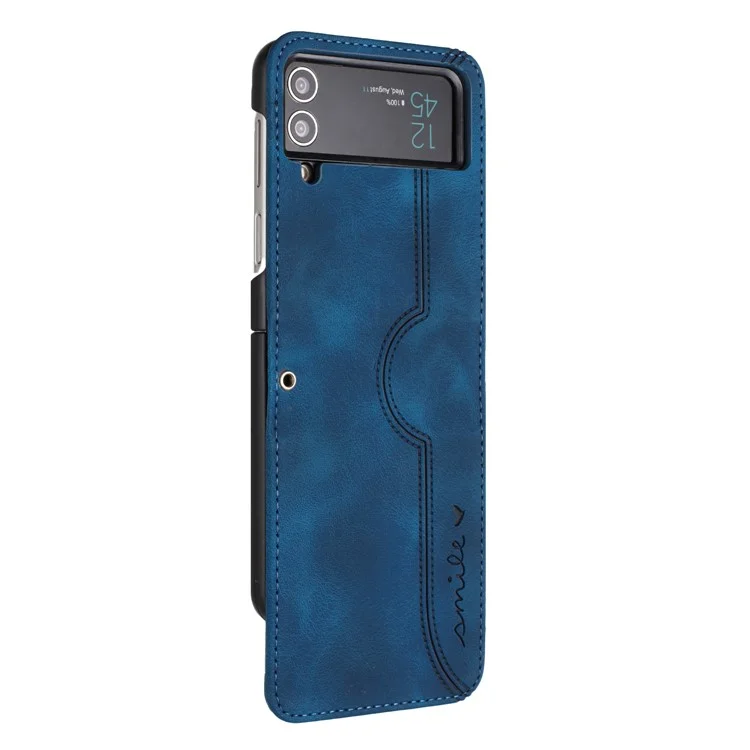 YX0030 Leather Cover for Samsung Galaxy Z Flip4 5G , Imprinted Pattern Slim Fit Protective Phone Case - Sapphire