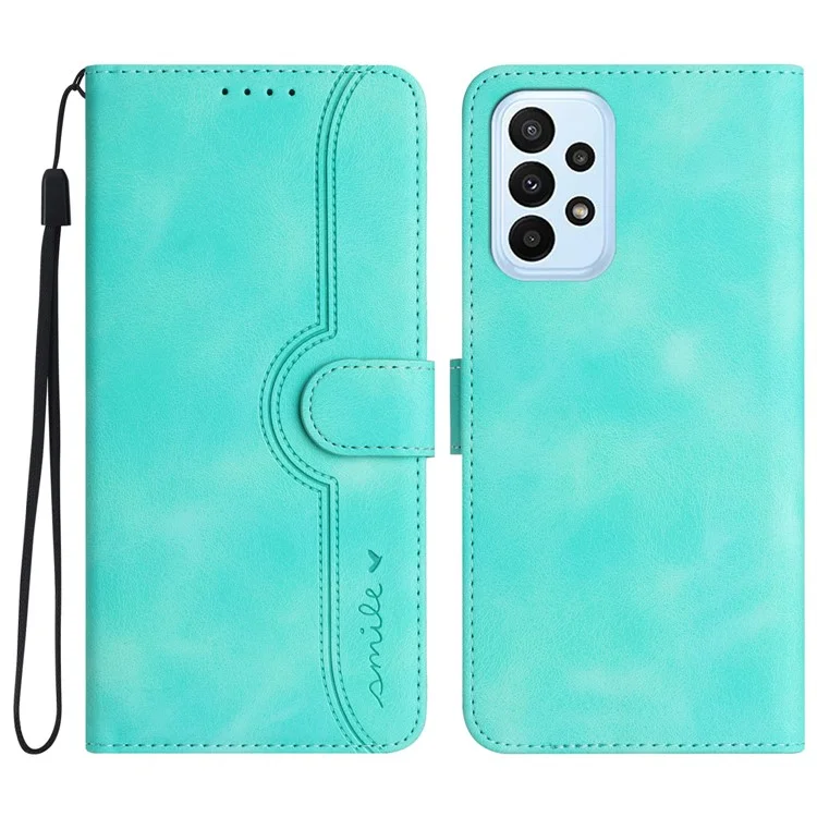 YX0030 Flip Phone Cover for Samsung Galaxy A53 5G , PU Leather Imprinted Pattern Stand Wallet Case - Baby Blue