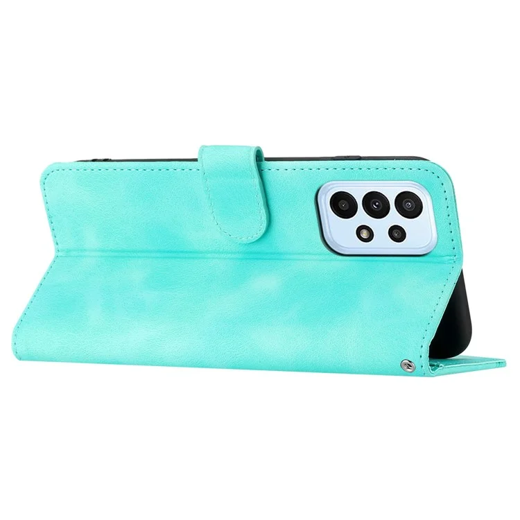 YX0030 Flip Phone Cover for Samsung Galaxy A53 5G , PU Leather Imprinted Pattern Stand Wallet Case - Baby Blue