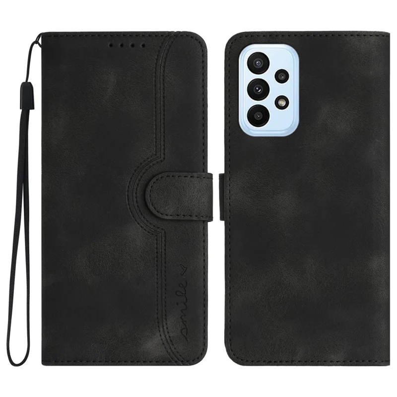 YX0030 For Samsung Galaxy A33 5G Phone Case Imprinted Pattern PU Leather Wallet Cover with Stand - Black
